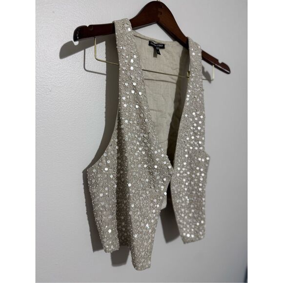 Eileen Fisher MATKA Sequin Encrusted Silk Vest Women Womens Size M Luxury Night - Picture 3 of 13
